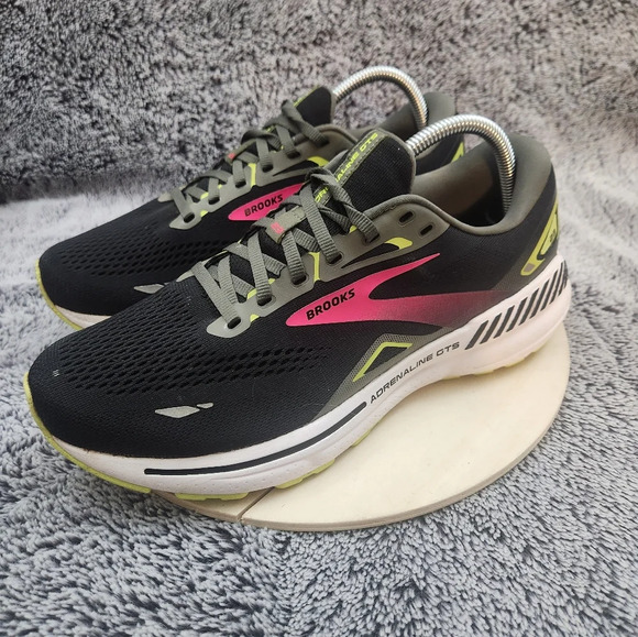 Brooks Womens Adrenaline GTS 23 Black Pink Running Shoes Sneakers Size 11 Wide D - Picture 4 of 9